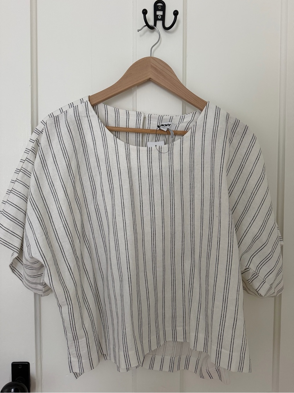 DKNY White Top with Navy Pinstripes - Picture 8 of 8